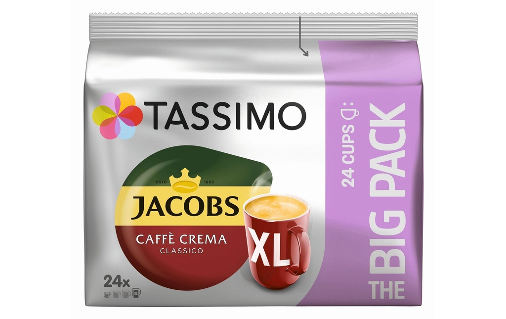 TASSIMO Capsules de café T DISC Jacobs Caffè Crema XL 24 portions