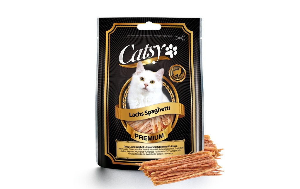 Catsy Collation pour chat Spaghetti au saumon, 50 g