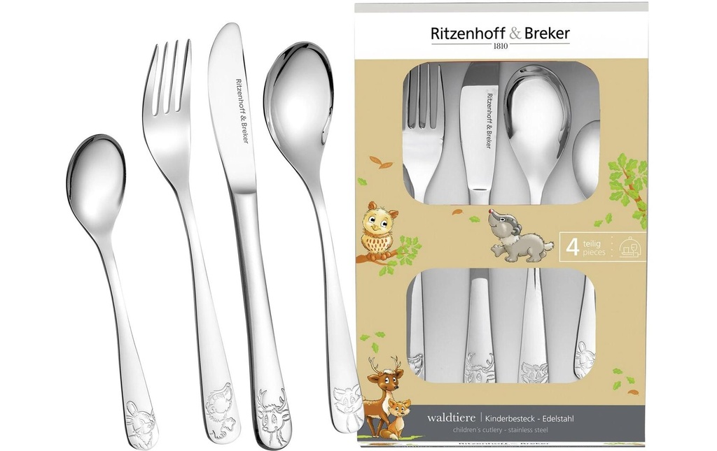 Ritzenhoff & Breker Set de couverts pour enfants Animaux de la forêt 4 pièces