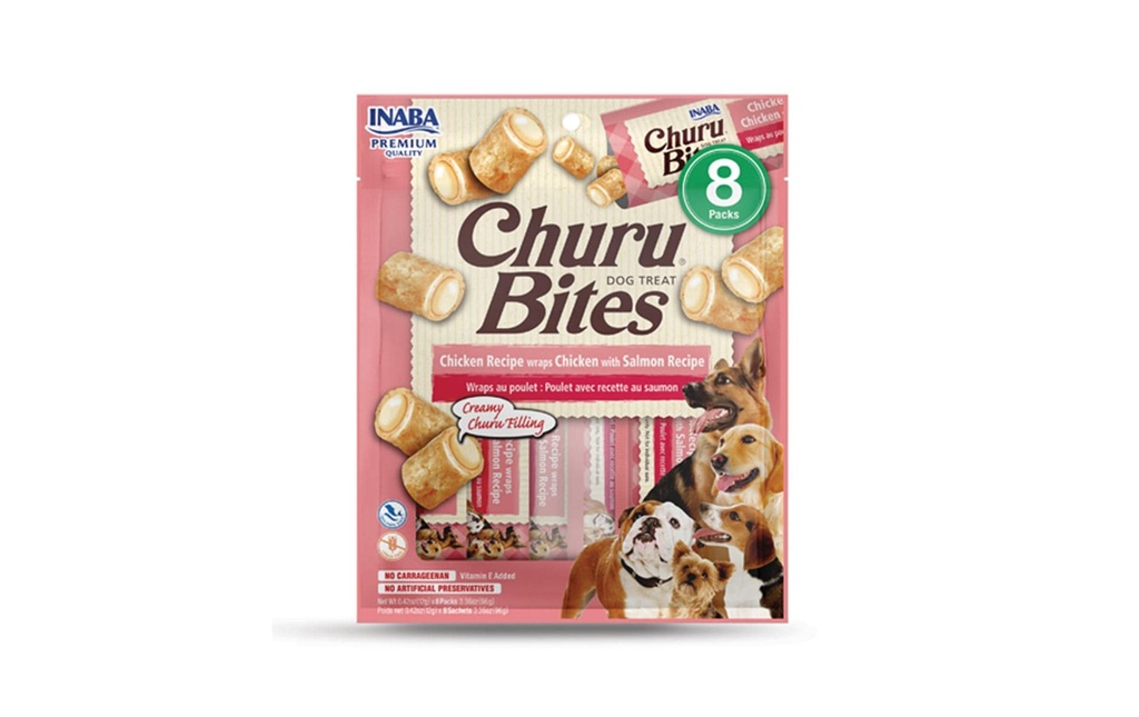 CIAO Churu Friandise Bouchées de poulet et de saumon, 8 x 12 g