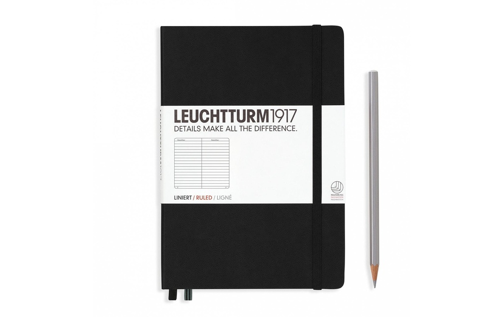 Leuchtturm Carnet de notes Moyen A5, À lignes, 2 partie, Noir