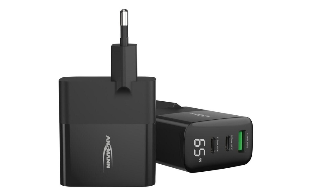 Ansmann Chargeur mural USB Chargeur à domicile HC365PD 3A, 65W, 3x USB