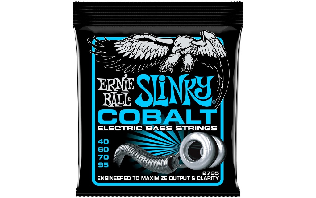 Ernie Ball Cordes de basse 2735 Slinky Cobalt – Extra 40-95