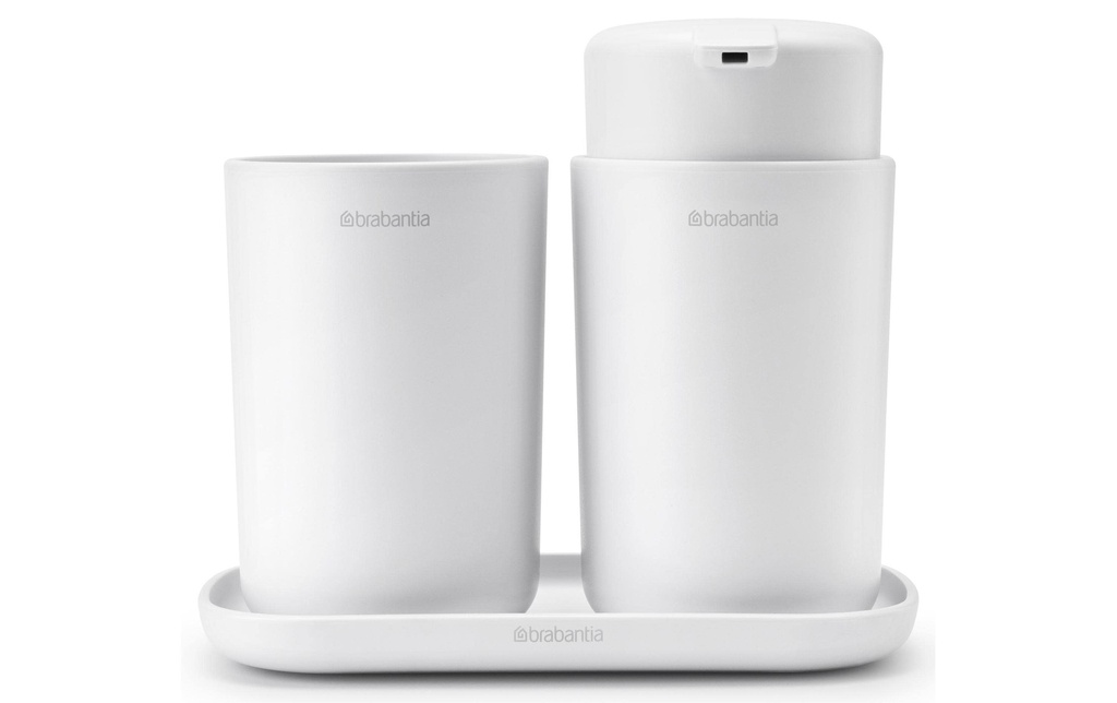 Brabantia Ensemble de distributeurs de savon ReNew avec gobelet pour brosse à dents et bol Blanc