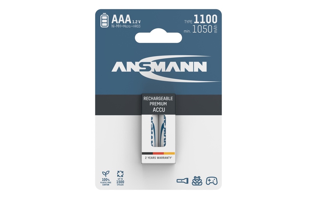 Ansmann Batterie Typ 1100 NiMH AAA 1100 mAh, 2 Pièce/s