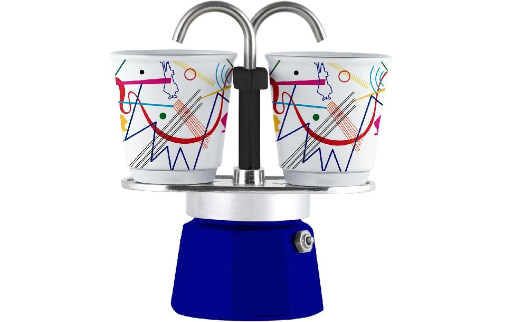 Bialetti Cafetière italienne Mini Express Kandinsky 2 tasses, Bleu
