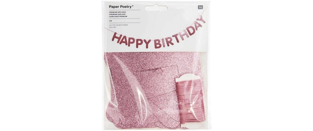 Rico Design Guirlande Joyeux anniversaire, Glitter Rose