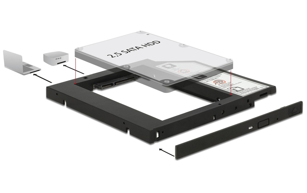 Delock Adaptateur pour fente d’introduction de DVD pour 2.5-HDD/SSD