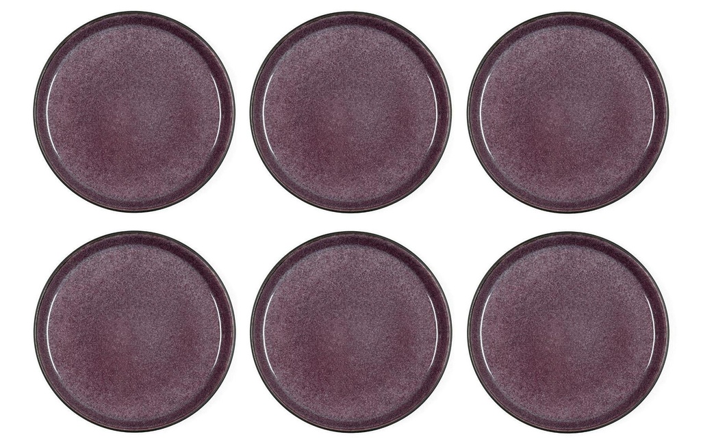 Bitz Assiettes pour le petit-déjeuner et à dessert Ø 21 cm, 6 pièces, Noir/Violet