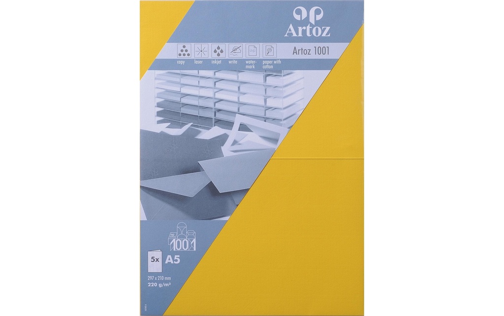 Artoz Carte vierge 1001, A5, 5 feuilles, jaune soleil
