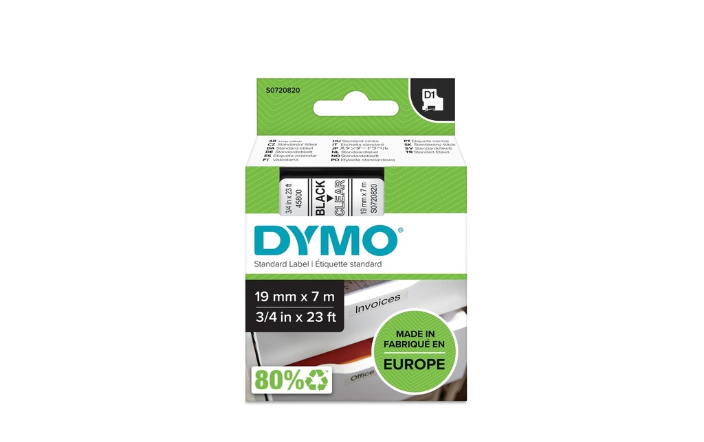 DYMO Dymo ruban D1 19mm trans./noir