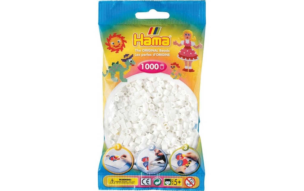Hama Perles à repasser midi 1000 pcs Blanc