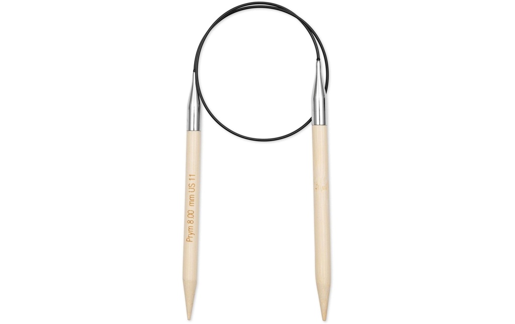 Prym 1530 Aiguille à tricoter circulaire BAMBUS 8.00 mm, 60 cm