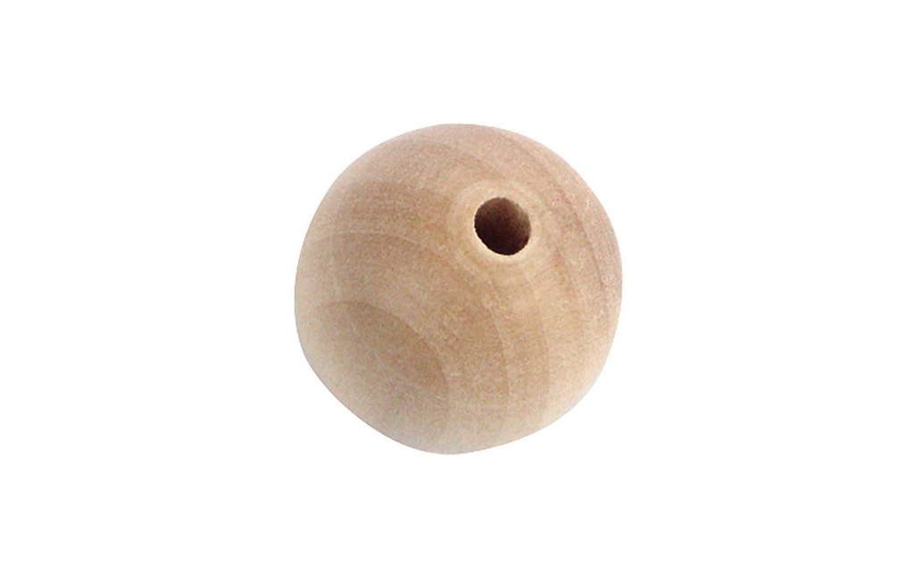 Rico Design Billes de bois Perçage 35 mm Nature, 7 pièces