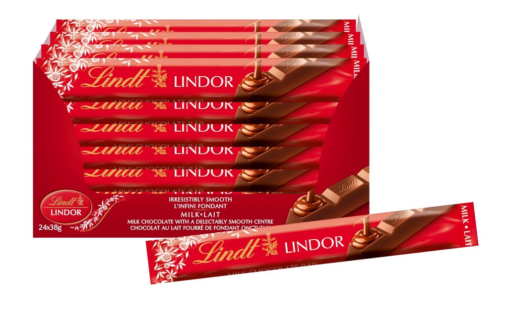 Lindt Barres de chocolat Lindor 24 x 38 g