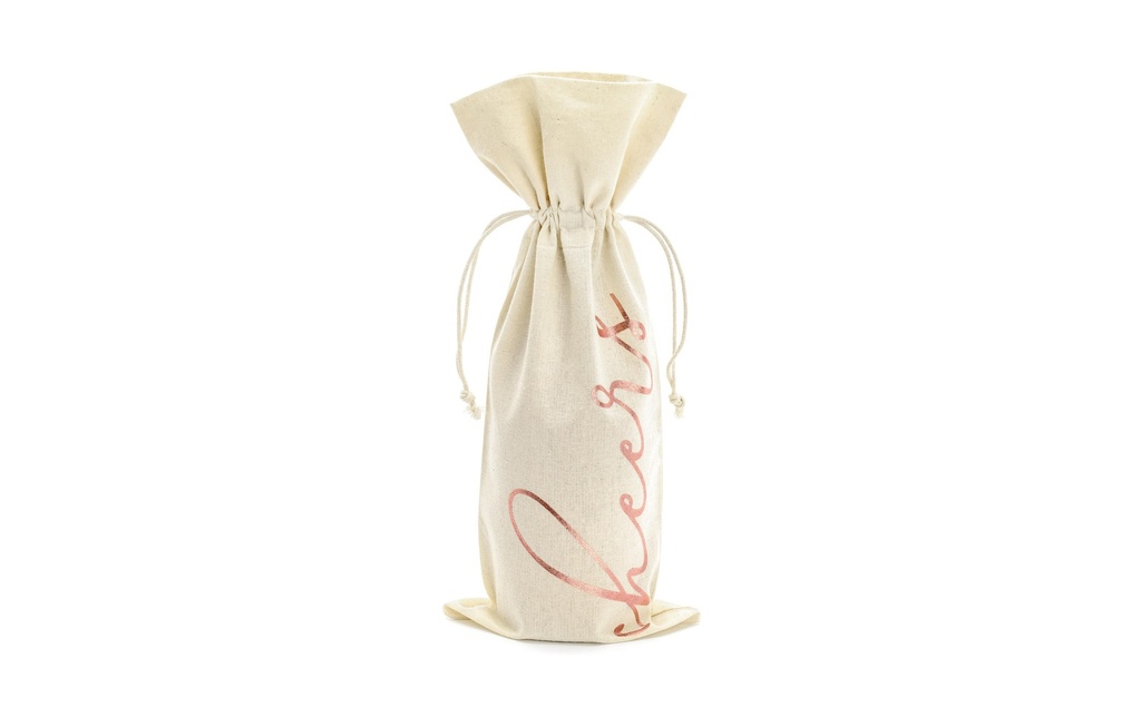 Partydeco Sac à bouteilles Cheers 5 pièces, beige/or rose, 15.5 x 36 cm