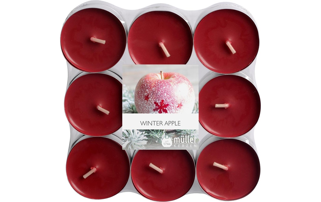 müller Kerzen Bougie parfumée Bougies chauffe-plat Winter Apple, Rouge, 18 pièces