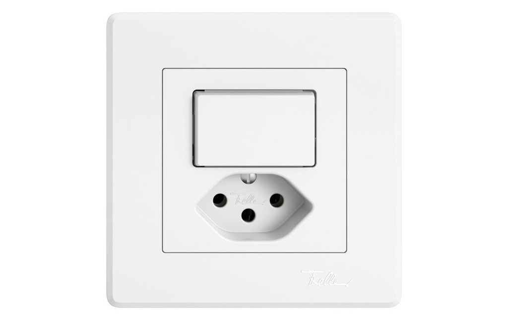 Feller EDIZIOliv Petite prise mixte UP 1xT13-1xS3 Blanc