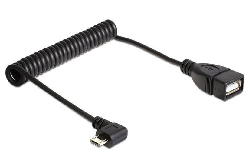 Delock Câble spiralé OTG USB  Micro-USB B - USB-A 0.55 m