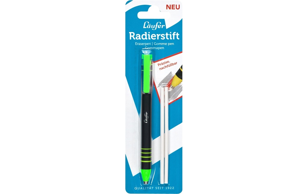 LÄUFER Crayon gomme+2recharges vert (3 pces)