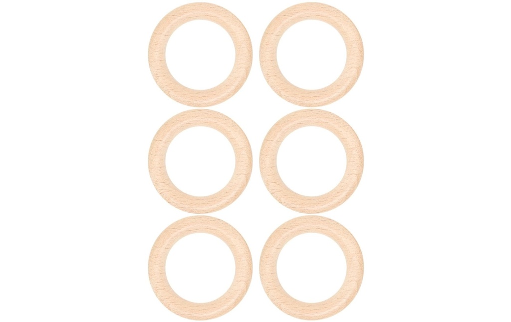lalana Anneau en bois Anneau en bois 4.5 cm, 6 pièces