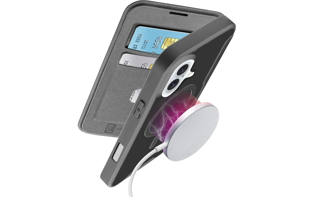 Cellular Line Book Cover Book Case iPhone 16 Black