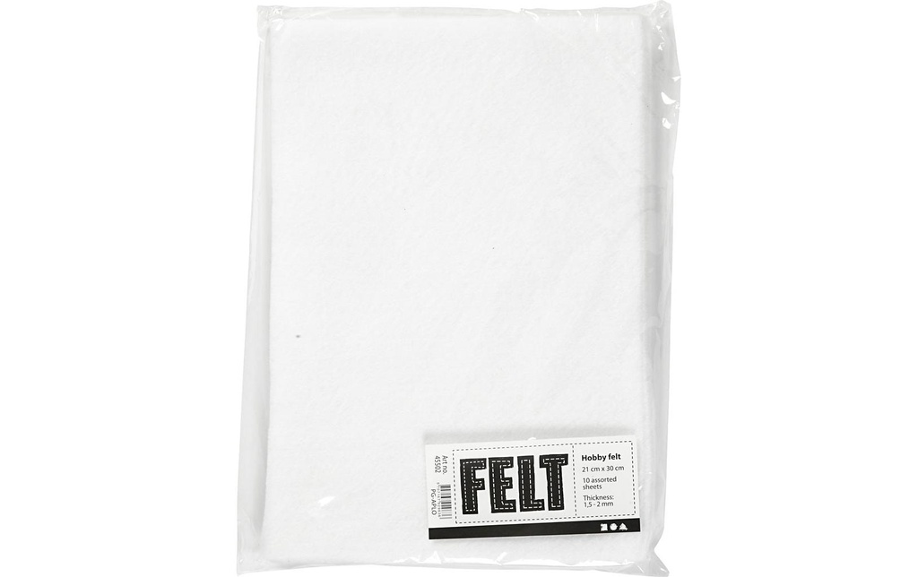 Creativ Company Feutre de bricolage 1.5 - 2 mm, A4, 10 feuilles, Blanc