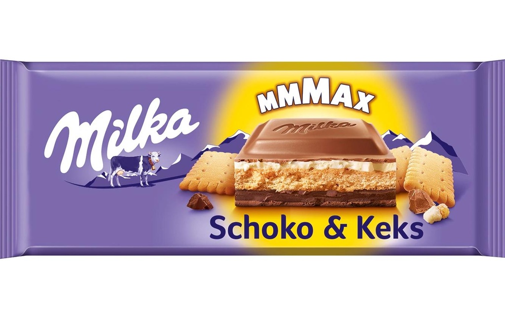 Milka Tablette de chocolat Mmmax Chocolat et biscuits 300 g