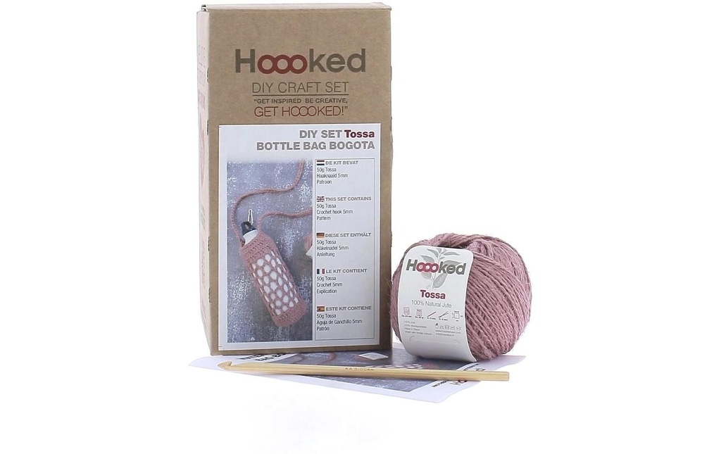 Hoooked Kit de crochet Sac à bouteilles Bogota Rose thé