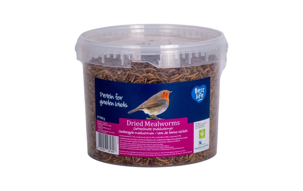 CJ Wildlife Nourriture pour oiseaux Vers de farine séchés, 900 g, seau