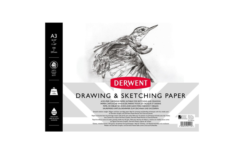 Derwent Bloc de croquis, DIN-A3, format horizontal, 30 feuilles