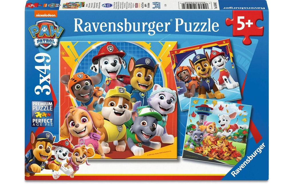 Ravensburger Puzzle Paw Patrol 3 x 49 pcs., à partir de 5 ans