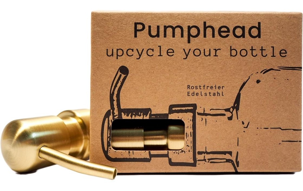 Pumphead Pompe à savon pour bouteilles de boissons en verre Doré