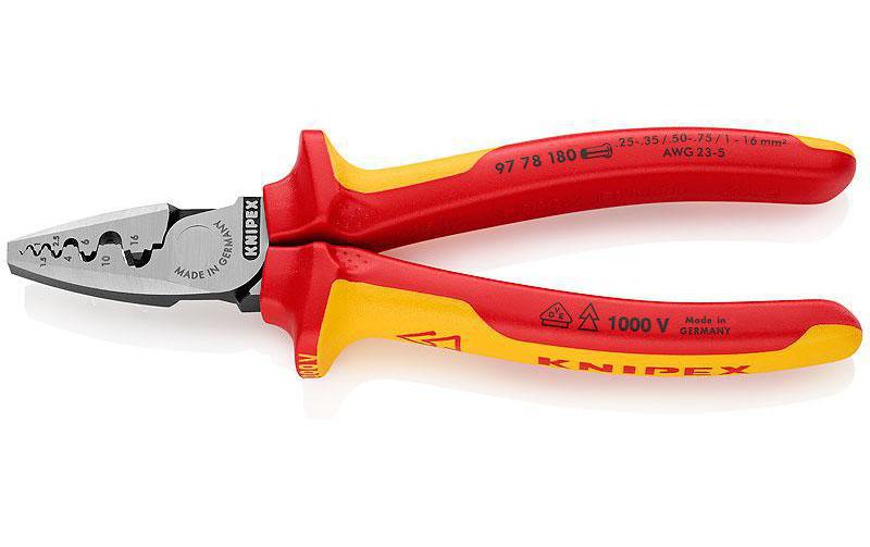 Knipex Pince à sertir 180 mm pour embouts de fils