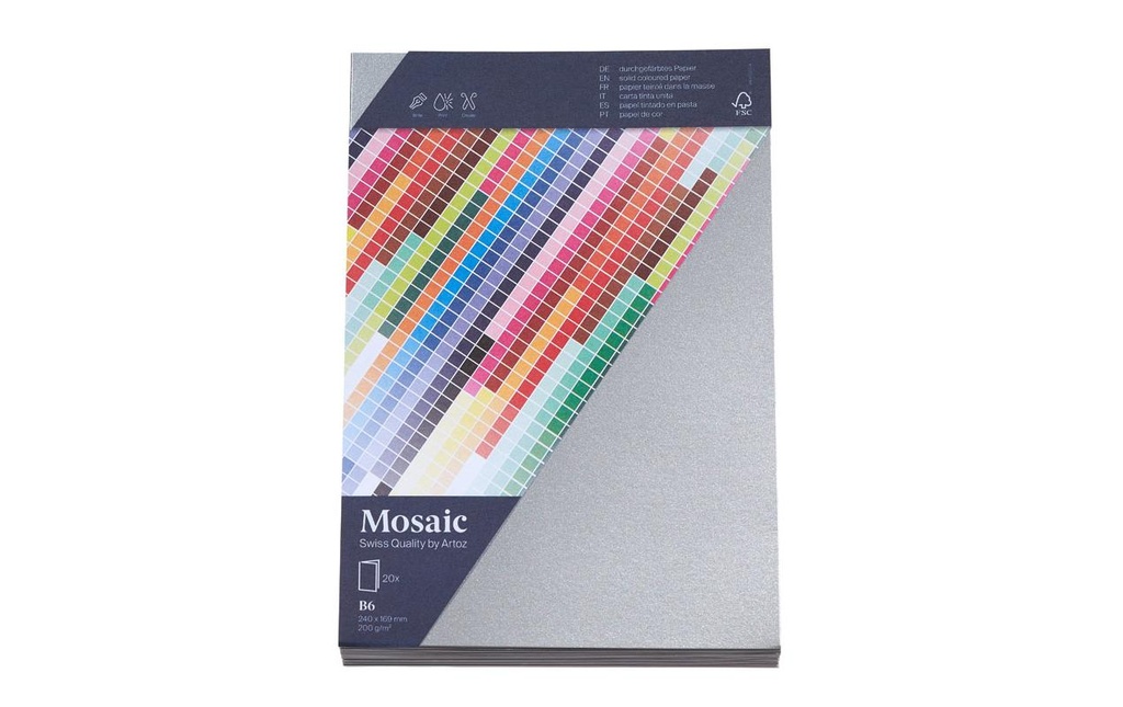 Artoz Carte vierge Mosaic B6, 20 pièces, Argenté