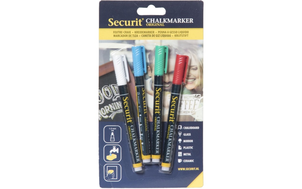Securit Marqueur craie liquide 1-2 mm 4 pièces
