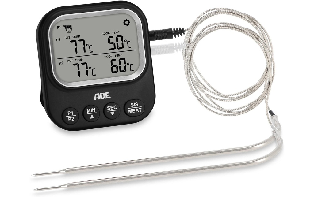 ADE Thermomètre numérique pour rôtis et fours Noir
