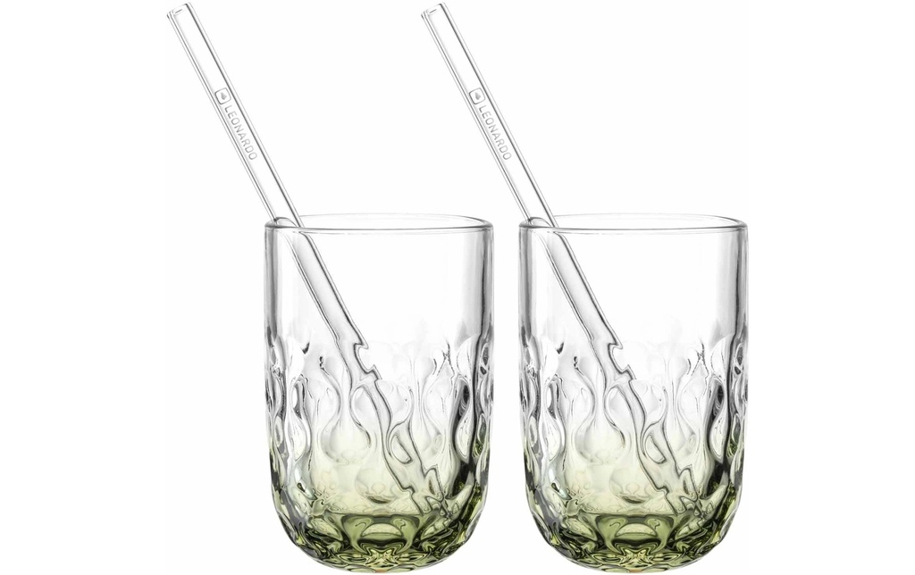 LEONARDO Verre à latte macchiato Gocce 390 ml, 2 pièces, Vert