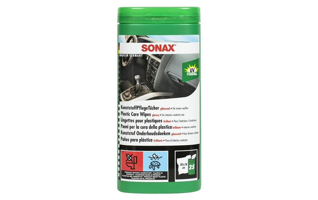 Sonax Boîte de lingettes nettoyantes, Entretien des matières plastiques