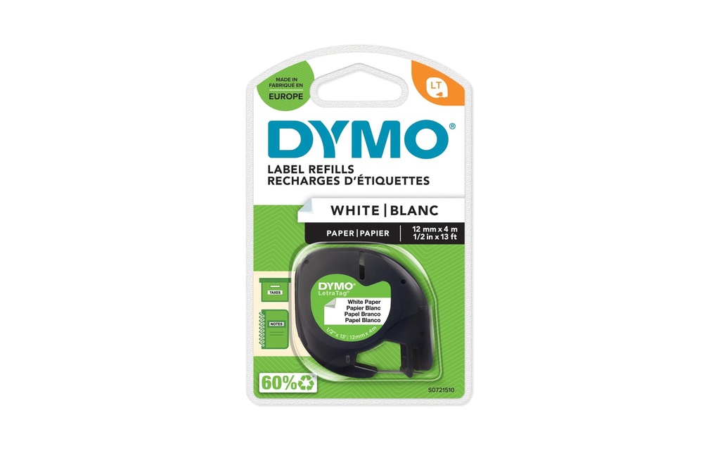 DYMO Dymo LT-ruban pap. 12mm blanc