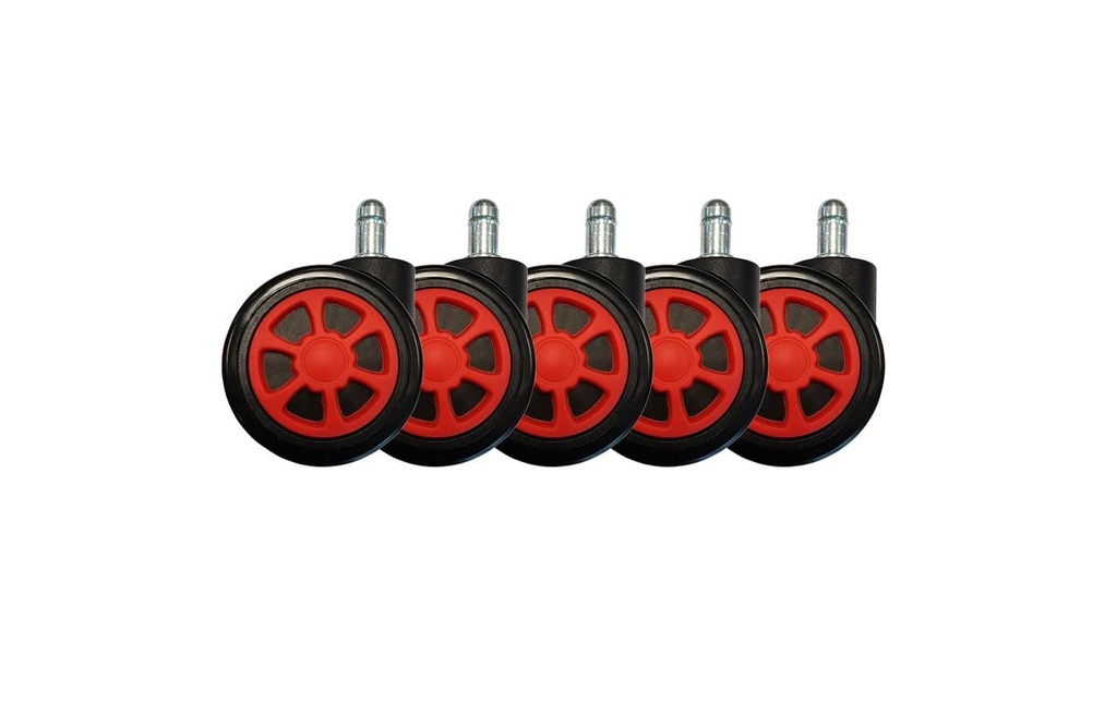 LC-Power Roulettes de rechange Jeu de 5 roulettes pour chaise de jeu Rouge