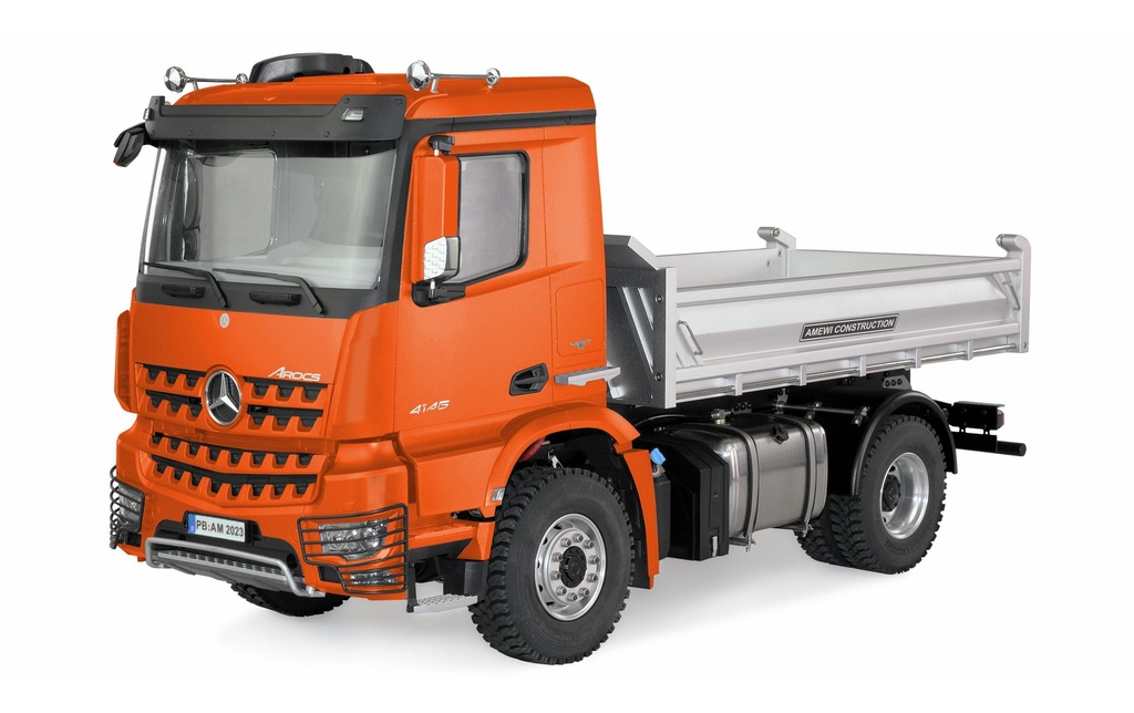 Amewi Camion-benne Pro Hydraulique, MB Arocs, Orange, 1:14, RTR