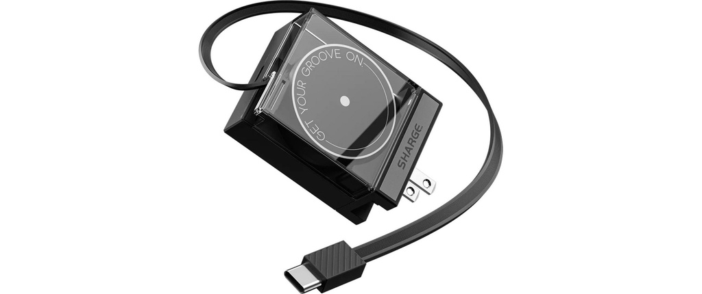 Sharge Chargeur mural USB Rétractable 65 Noir