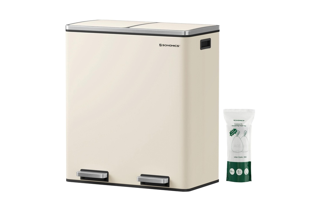 Songmics Poubelle 60 l, Edelweiss
