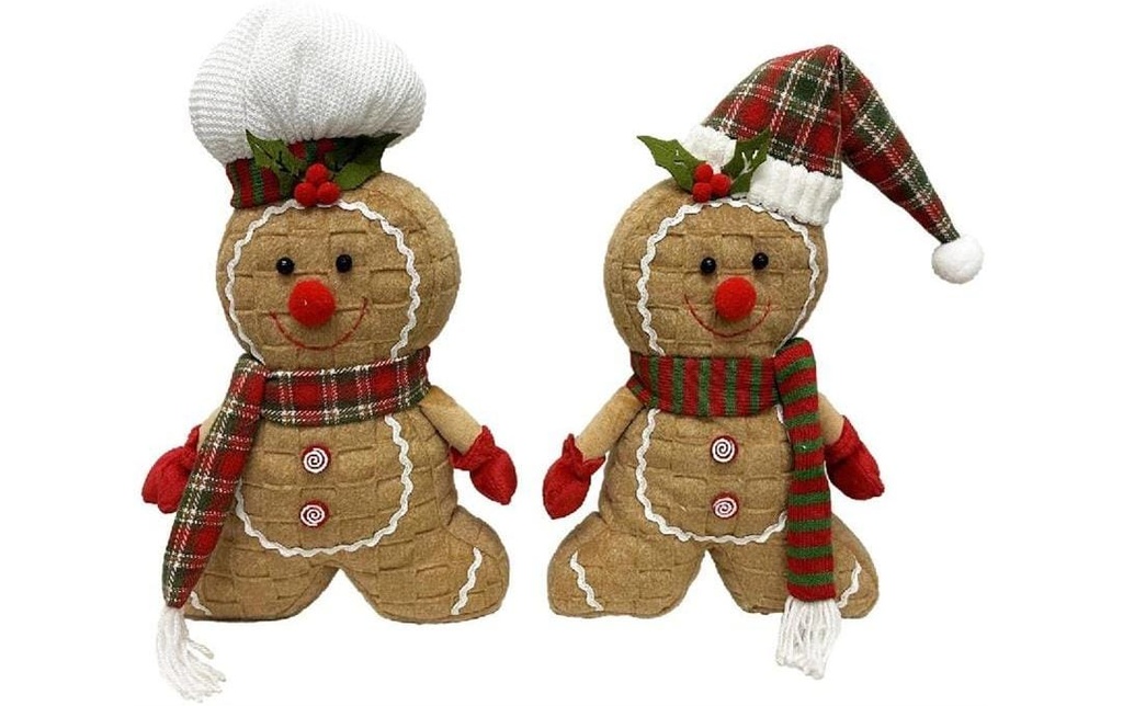 Dameco Figurine de Noël Bonhomme en pain d'épices assis Lot de 2