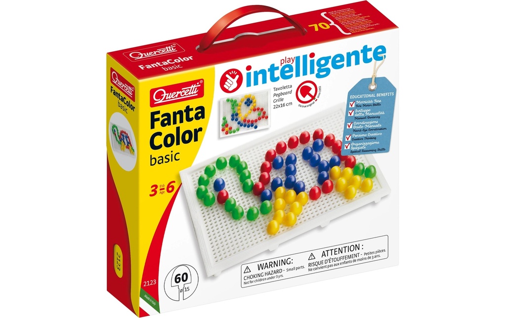 Quercetti Jeu d'encastrement de mosaïque FantaColor Tab Basic 100 pièces
