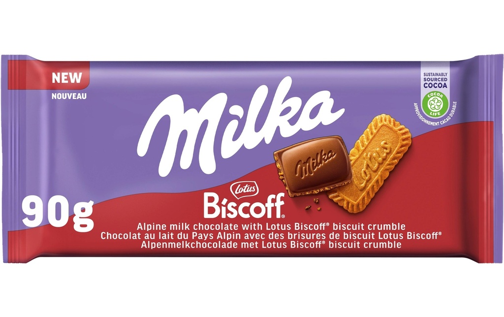 Milka Tablette de chocolat Biscoff 90 g