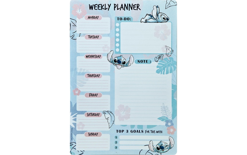 Undercover Agendas bloc-notes hebdomadaires Lilo & Stitch 52 feuilles, 19 x 28 cm