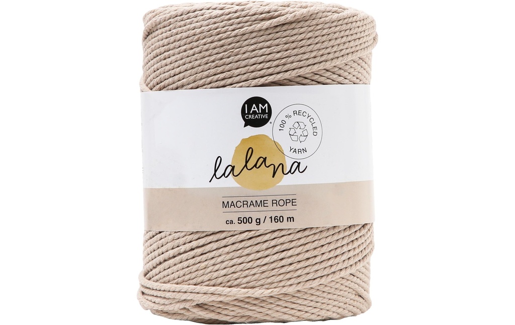 lalana Laine Macrame rope 2 mm, 500g, Beige