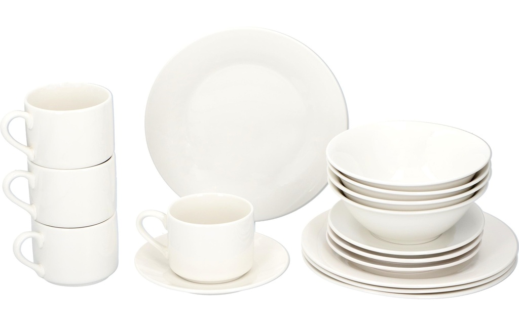 alpina Set de vaisselle Blanc, 16 pièces
